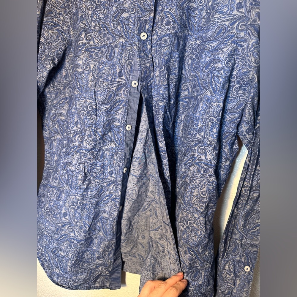 Cremiux premium denim classic button down formal shirt men size Large dark blue - Picture 3 of 6